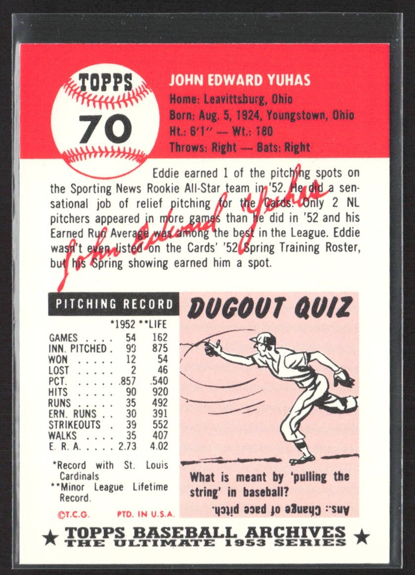 1991 Topps Archives 1953 Ed Yuhas #70