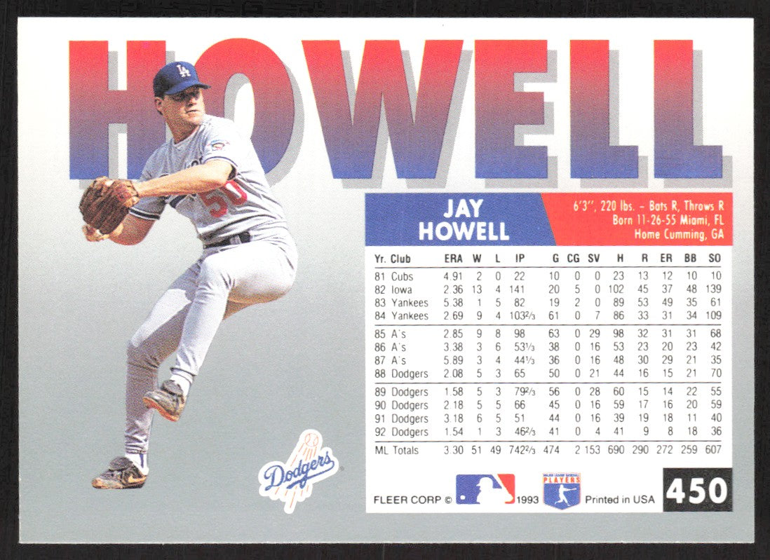1993 Fleer 450 Jay Howell