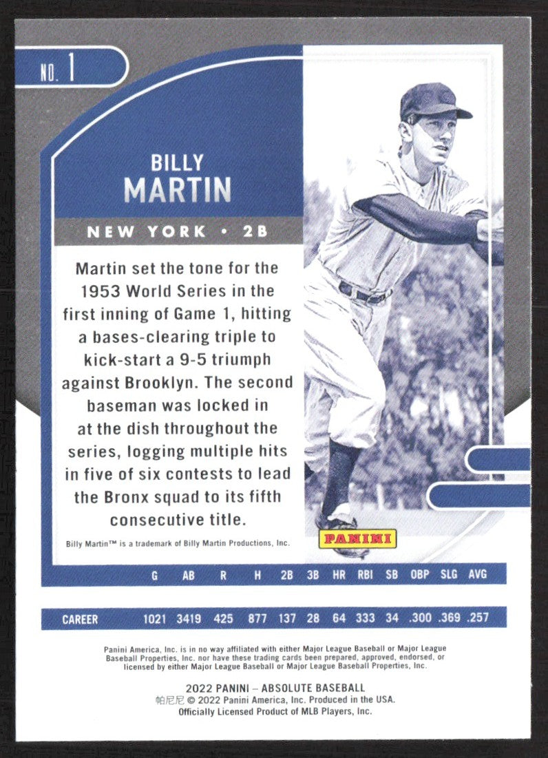 2022 Panini Absolute 1 Billy Martin