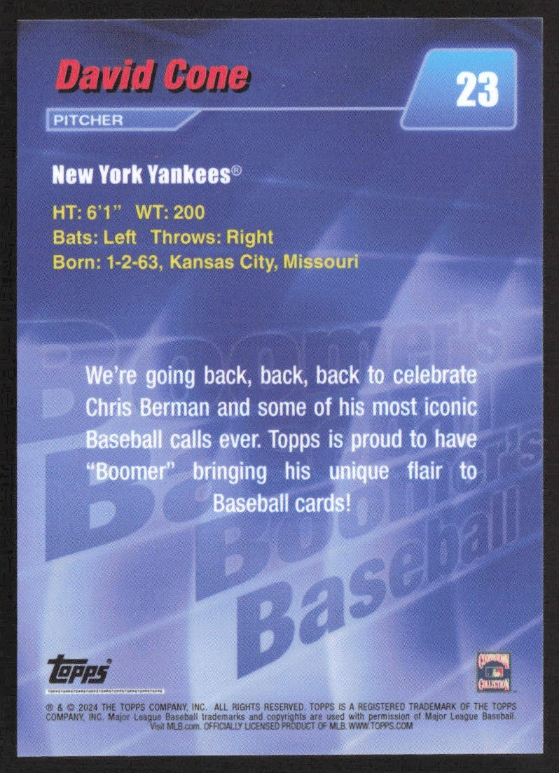 2024 Topps Boomer's Baseball 23 David "Sili-" Cone