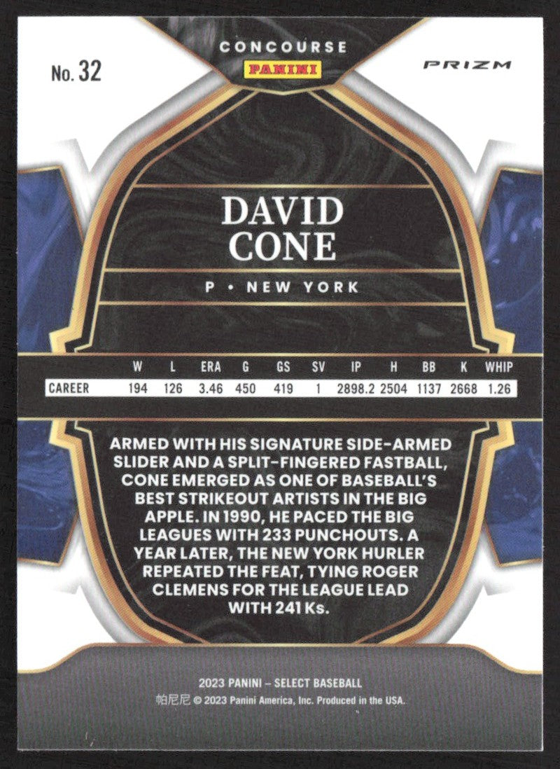 2023 Panini Select 32 David Cone