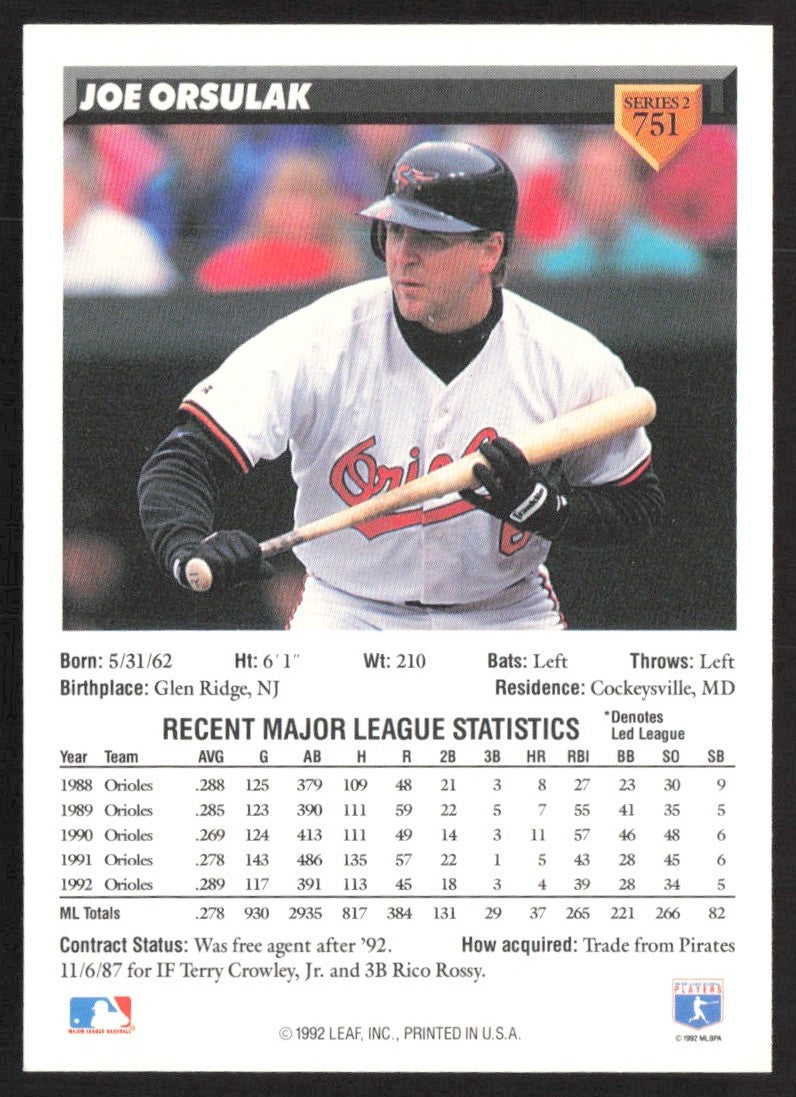 1993 Donruss 751 Joe Orsulak