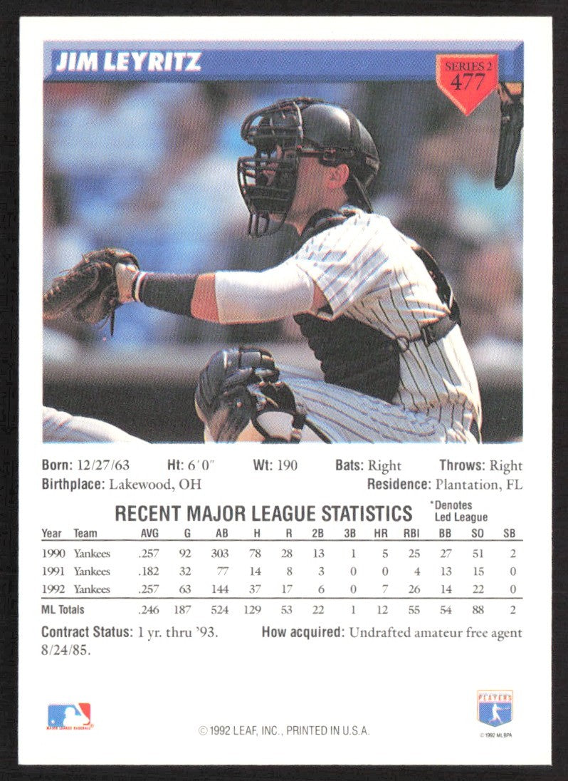 1993 Donruss 477 Jim Leyritz