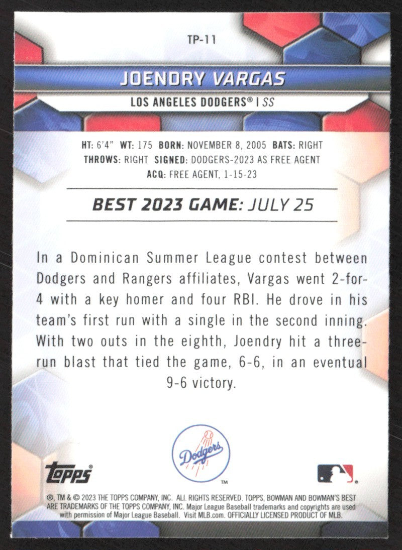 2023 Bowman's Best Top Prospects TP-11 Joendry Vargas