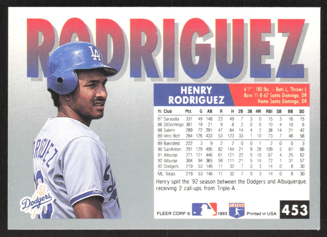 1993 Fleer 453 Henry Rodriguez