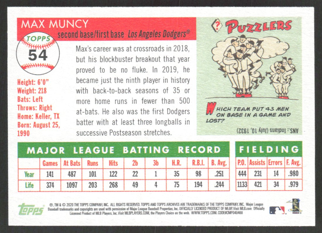 2020 Topps Archives 54 Max Muncy