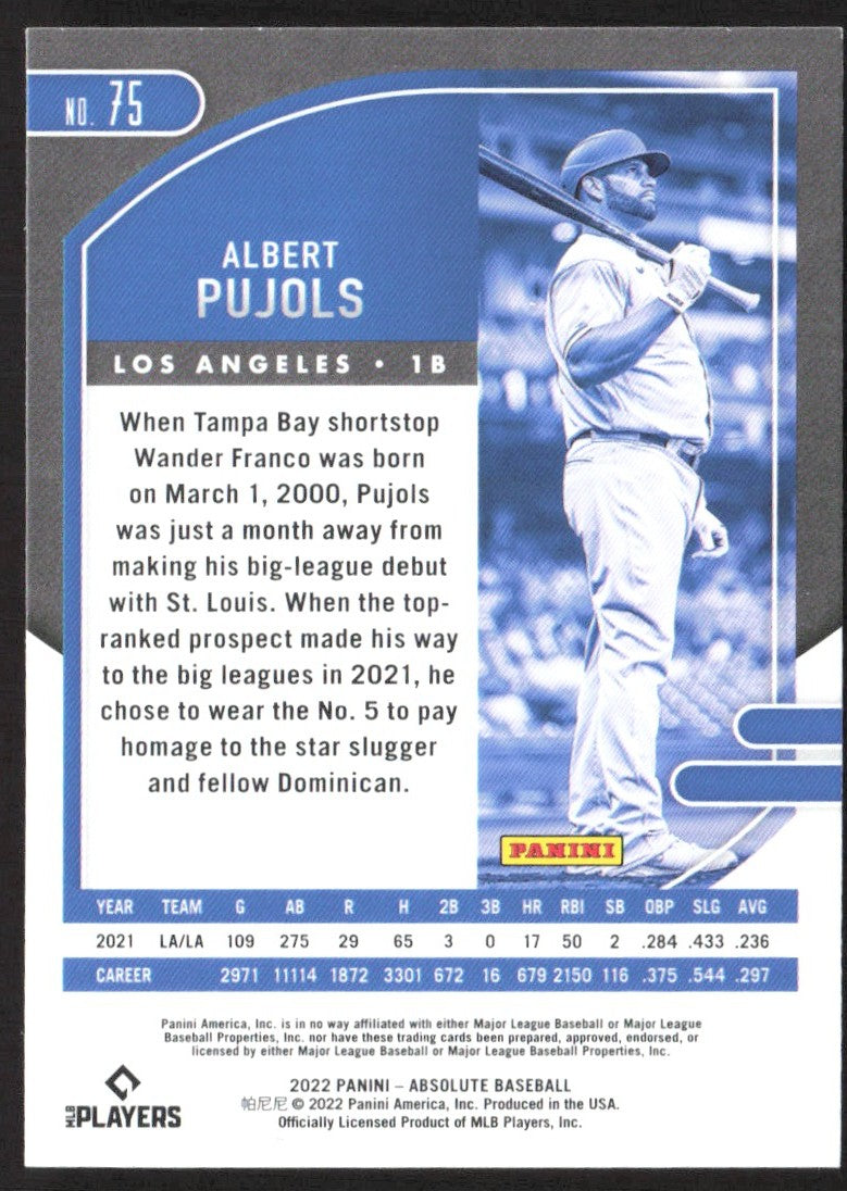 2022 Panini Absolute 75 Albert Pujols