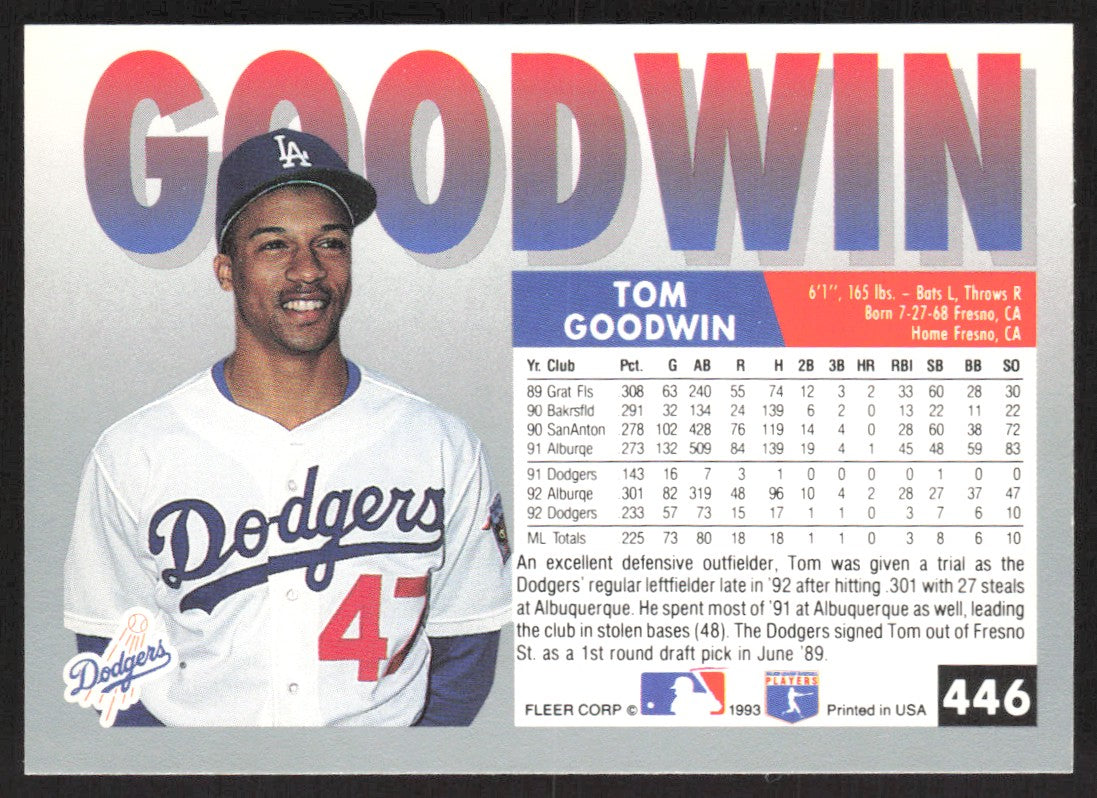 1993 Fleer 446 Tom Goodwin