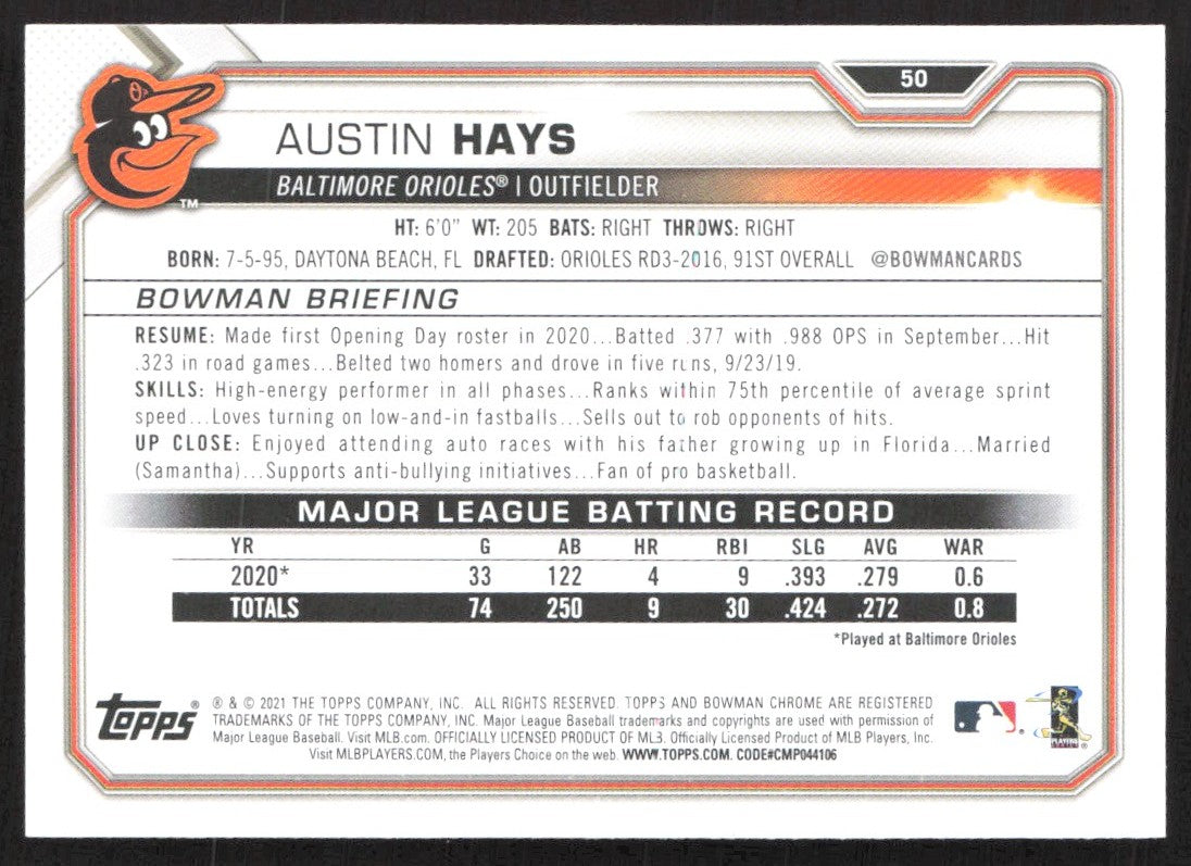 2021 Bowman 50 Austin Hays
