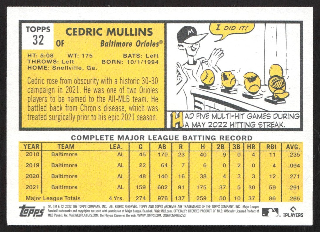 2022 Topps Archives 32 Cedric Mullins