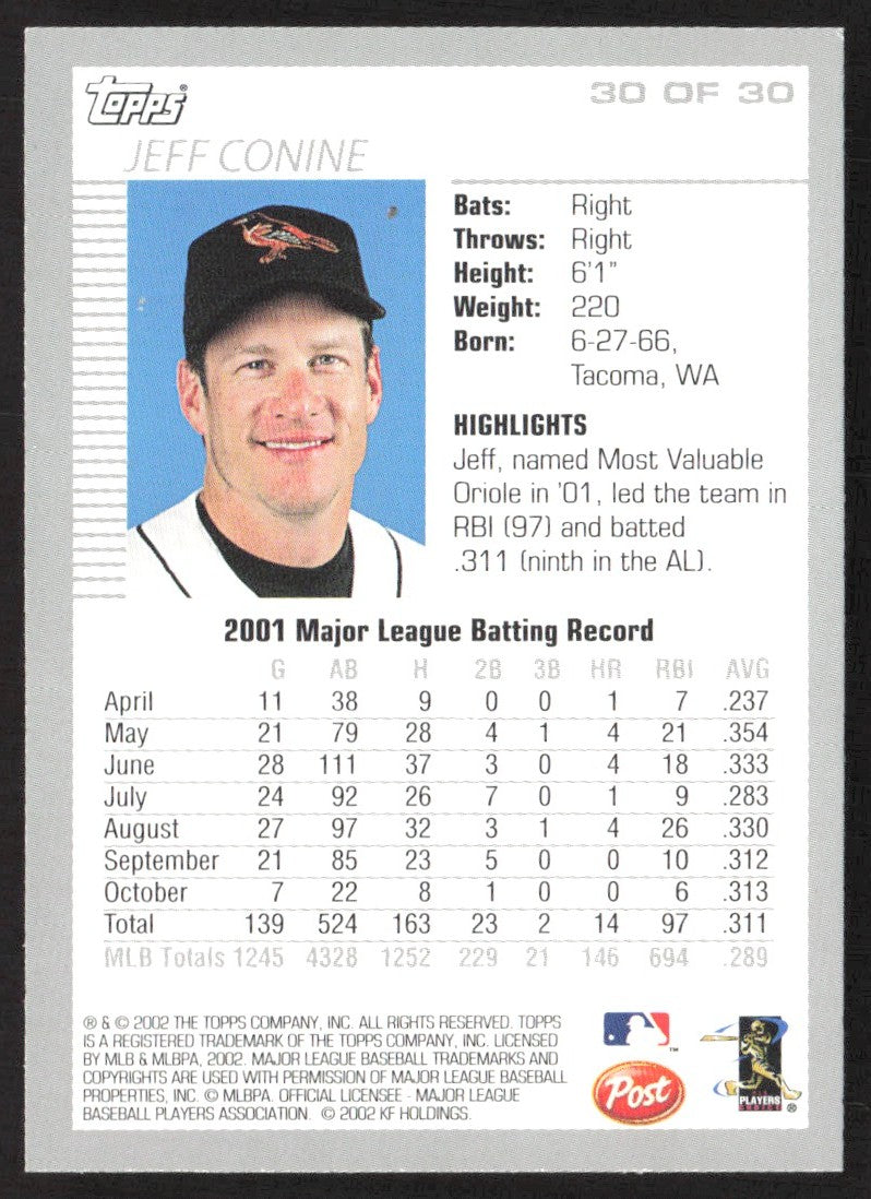 2002 Topps Post Cereal 30 Jeff Conine