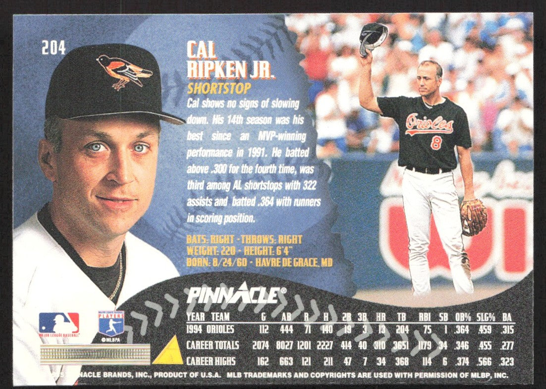 1995 Pinnacle 204 Cal Ripken Jr.