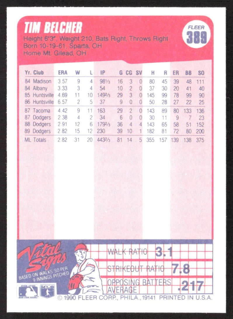 1990 Fleer 389 Tim Belcher
