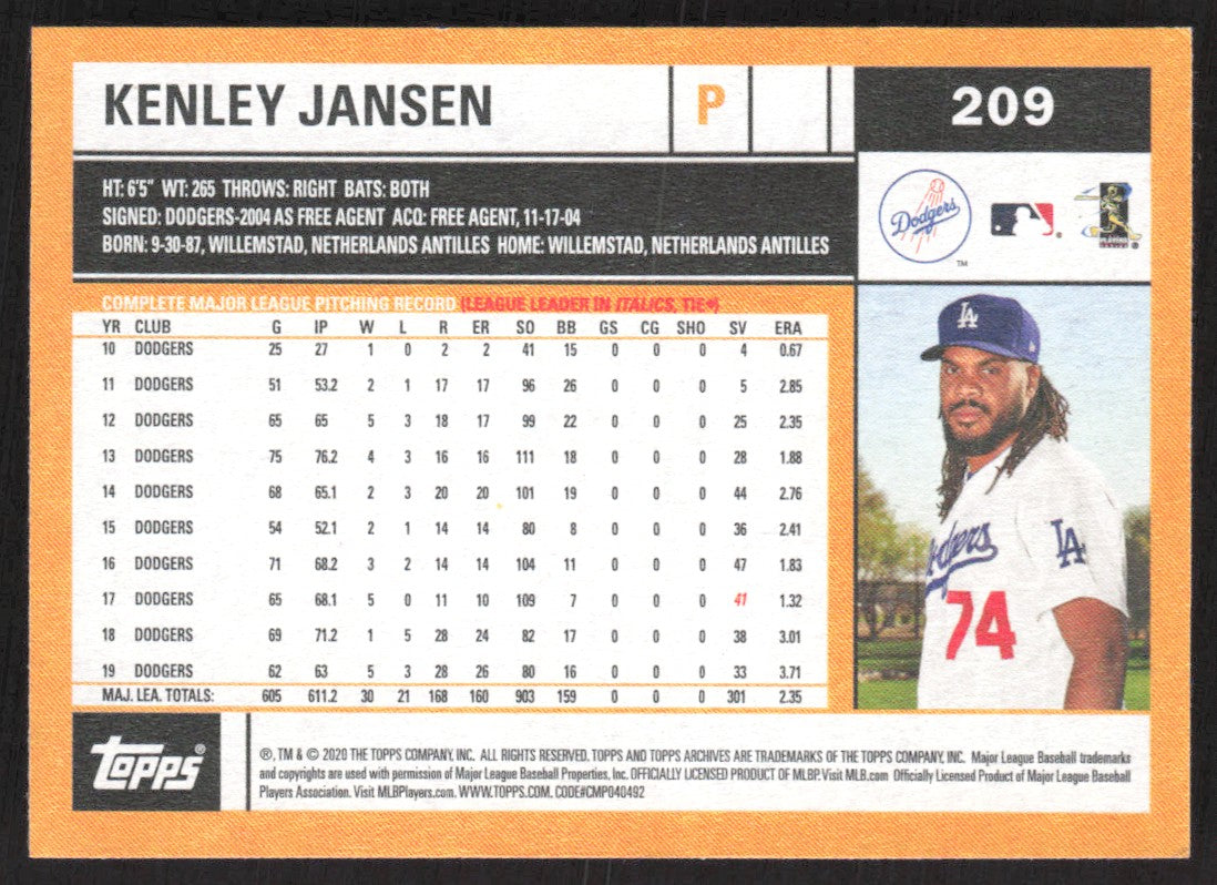 2020 Topps Archives 209 Kenley Jansen
