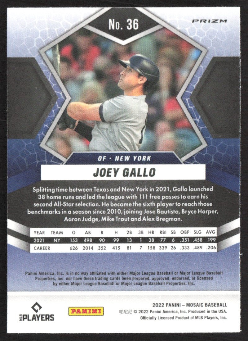 2022 Panini Mosaic 36 Joey Gallo