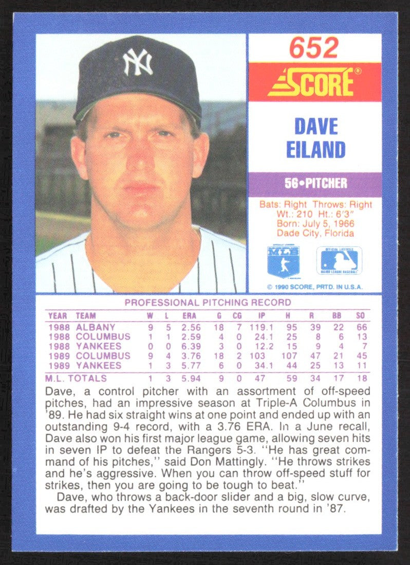 1990 Score 652 Dave Eiland