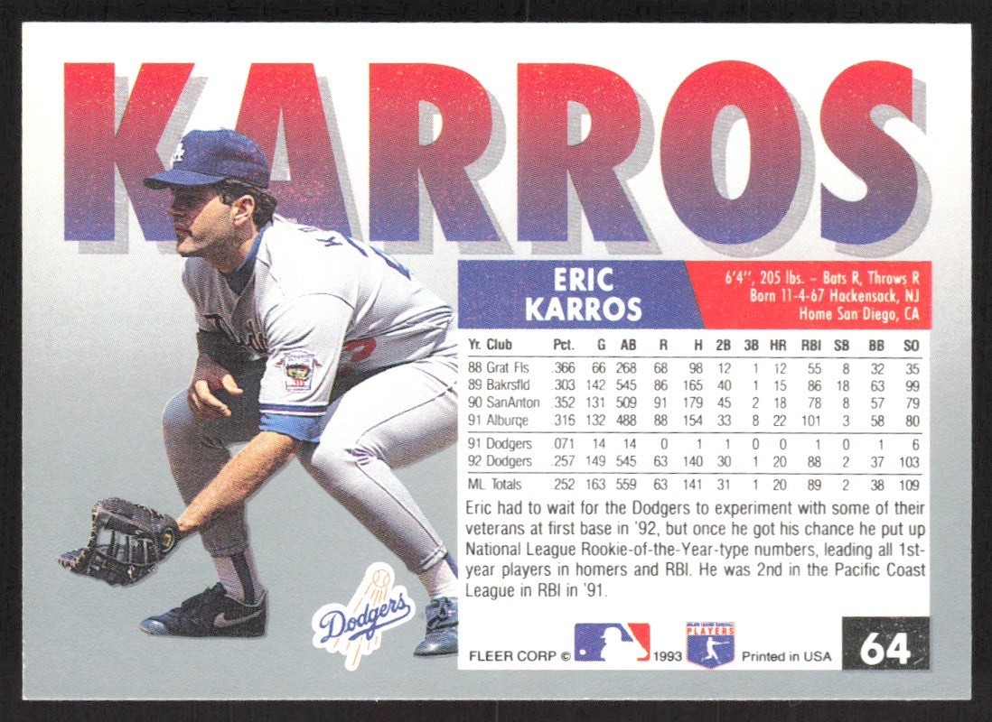 1993 Fleer 64 Eric Karros