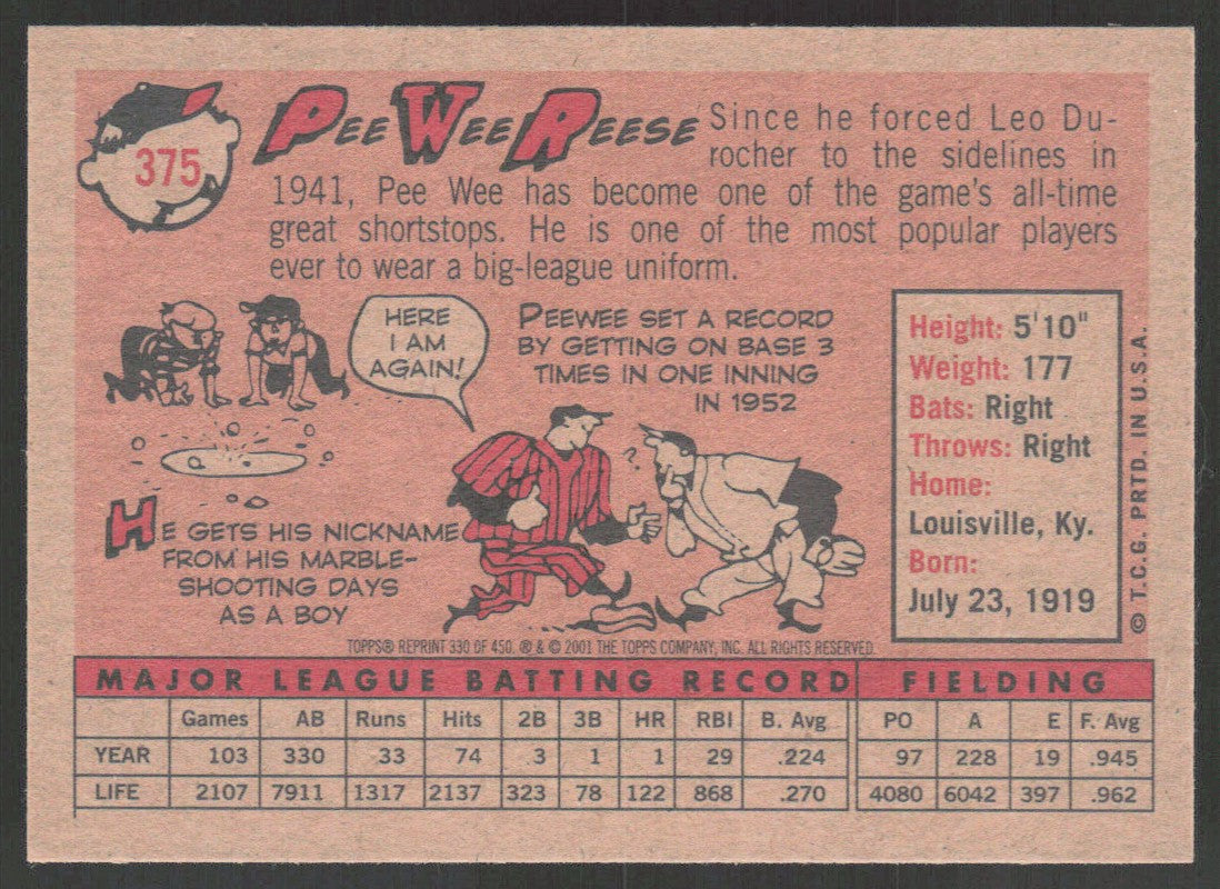 2001 Topps Archives 330 Pee Wee Reese