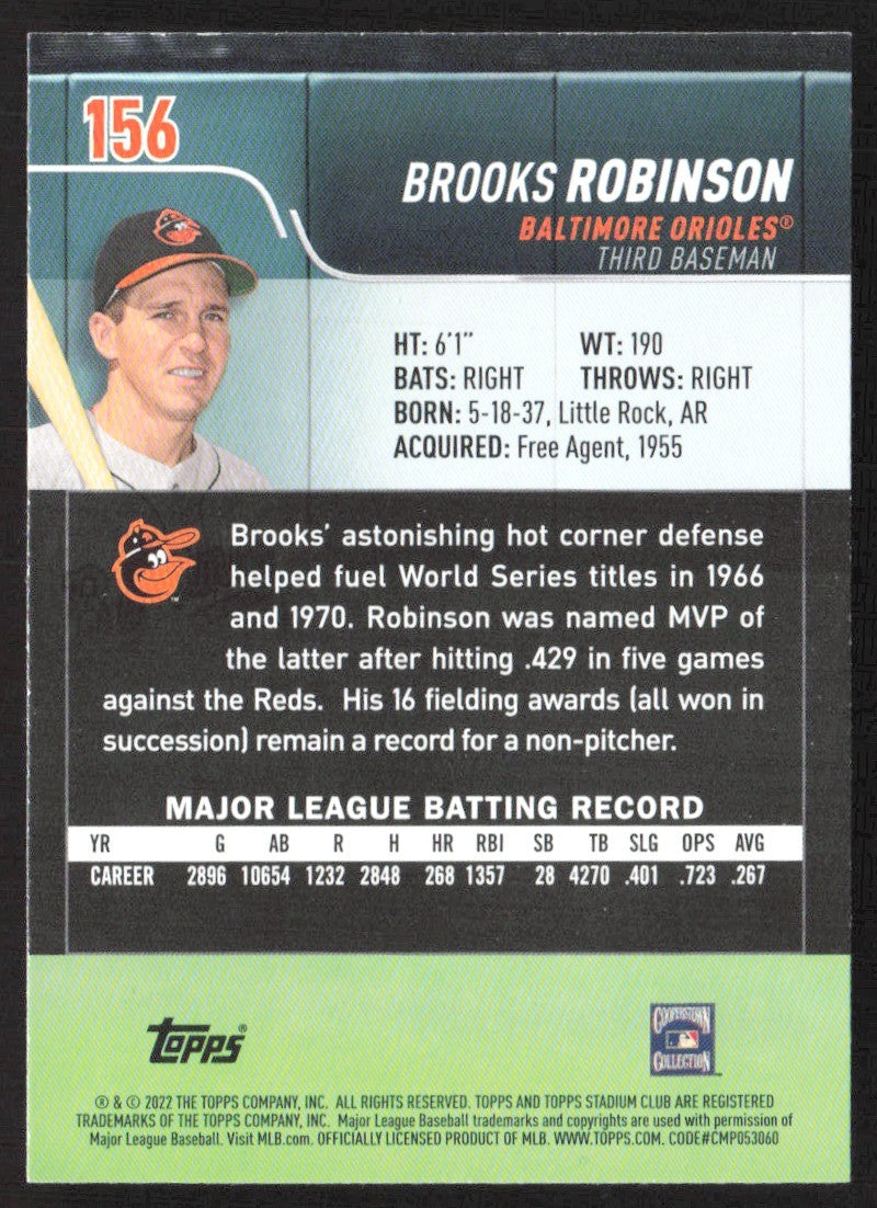 2022 Stadium Club 156 Brooks Robinson