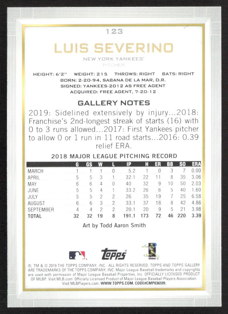 2019 Topps Gallery 123 Luis Severino