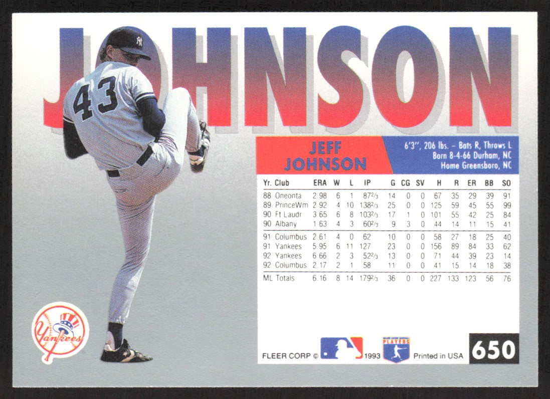 1993 Fleer 650 Jeff Johnson