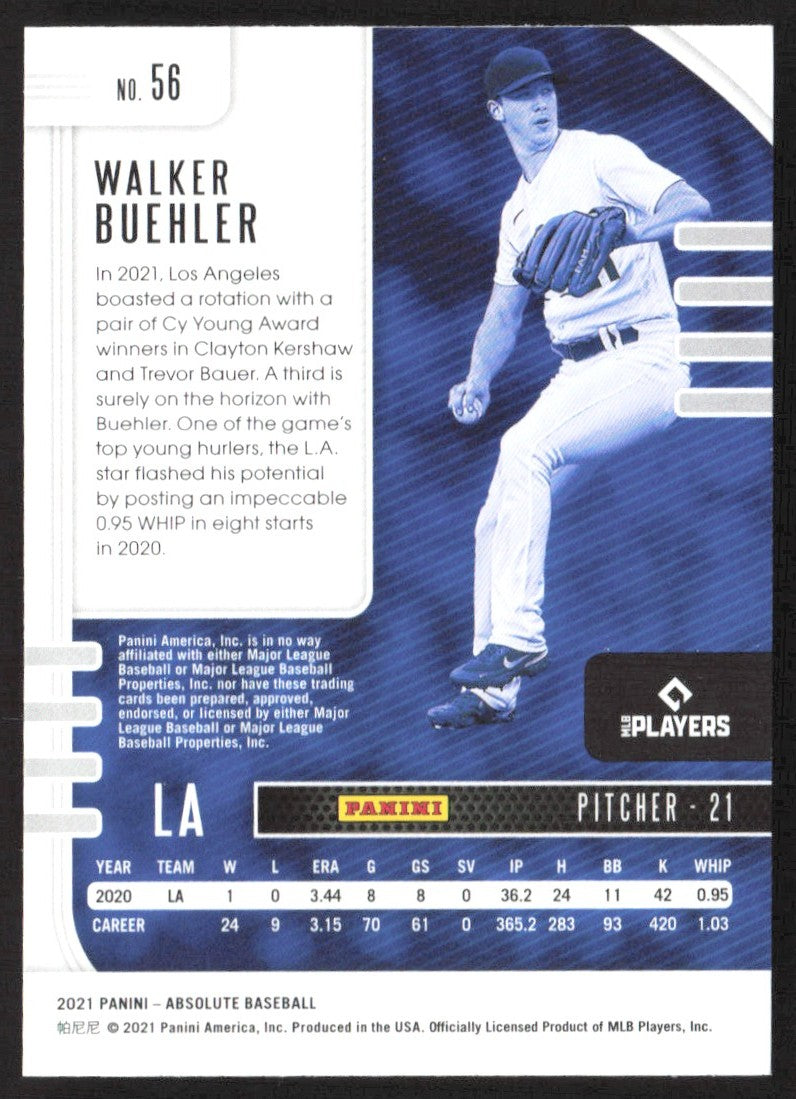 2021 Panini Mosaic Blue 56 Walker Buehler