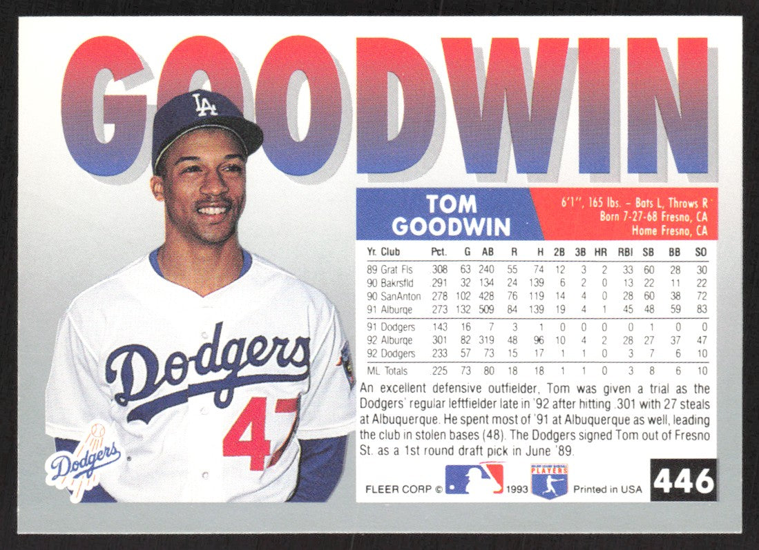 1993 Fleer 446 Tom Goodwin