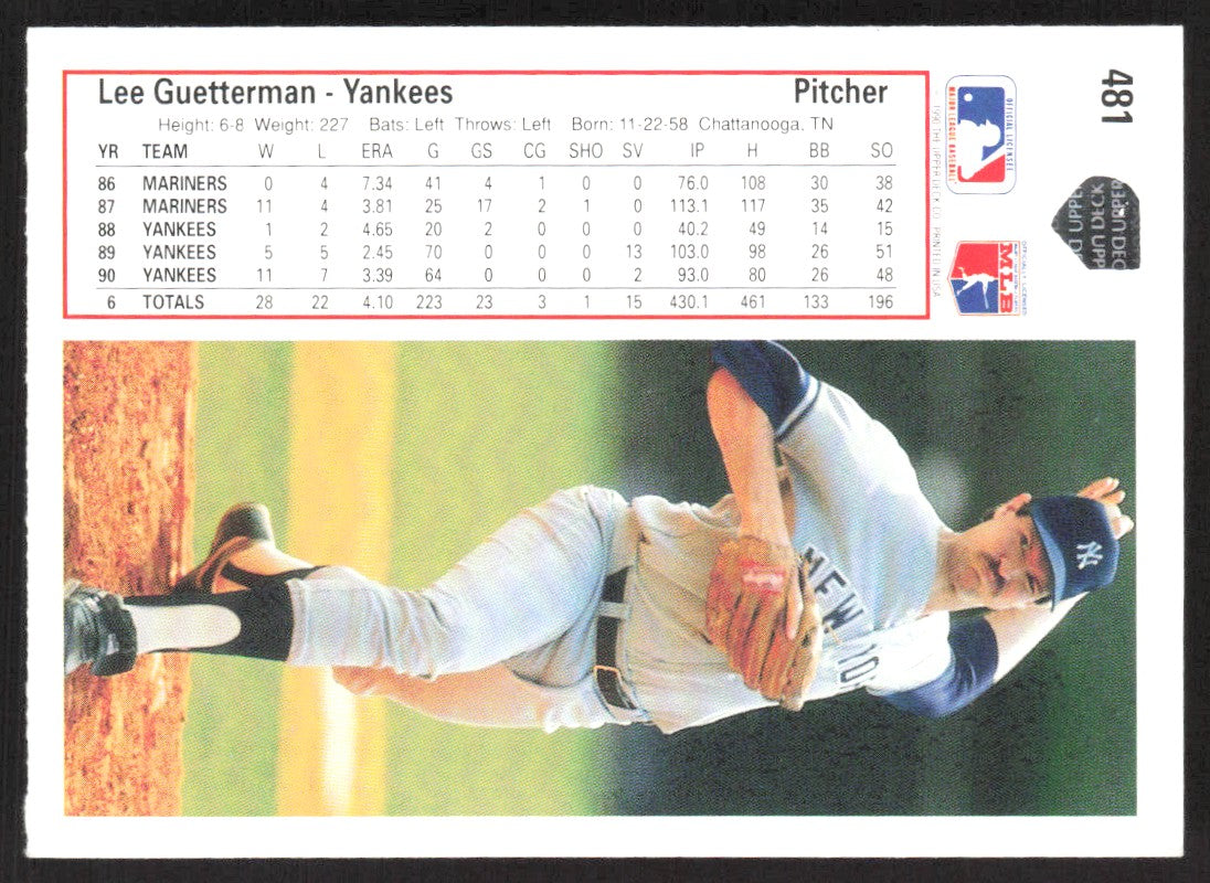 1991 Upper Deck 481 Lee Guetterman