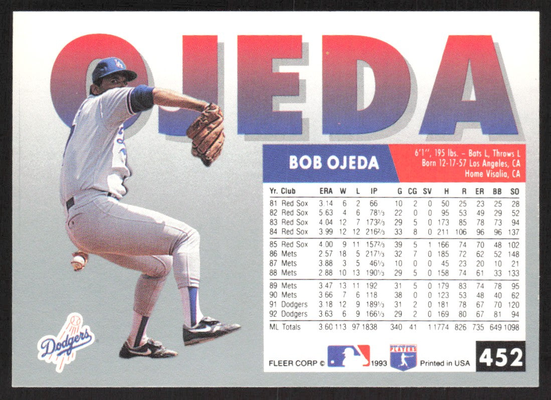 1993 Fleer 452 Bob Ojeda