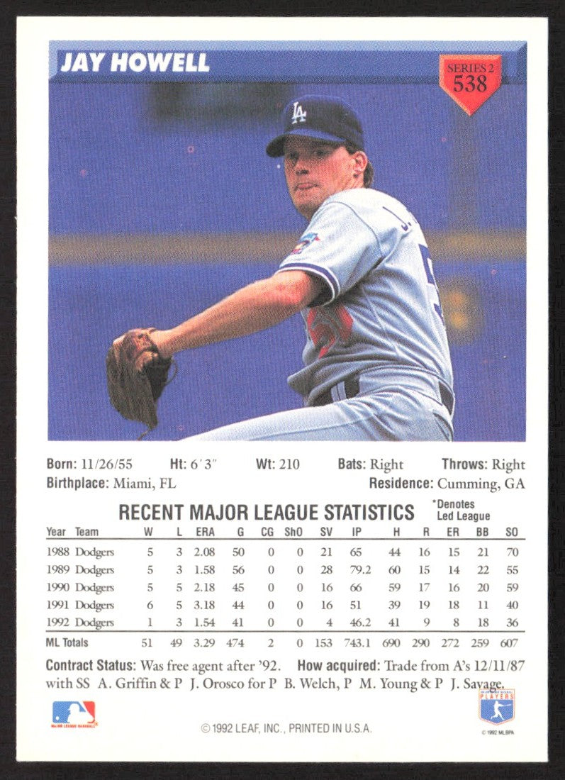 1993 Donruss 538 Jay Howell
