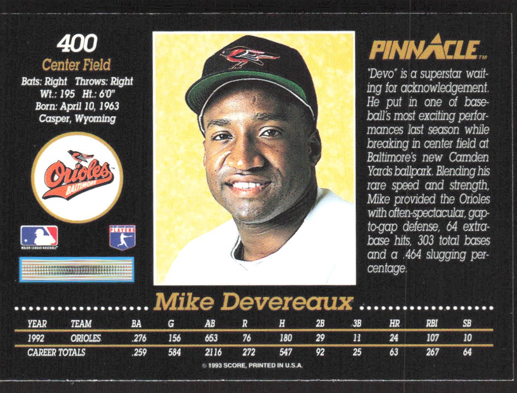 1993 Pinnacle 400 Mike Devereaux