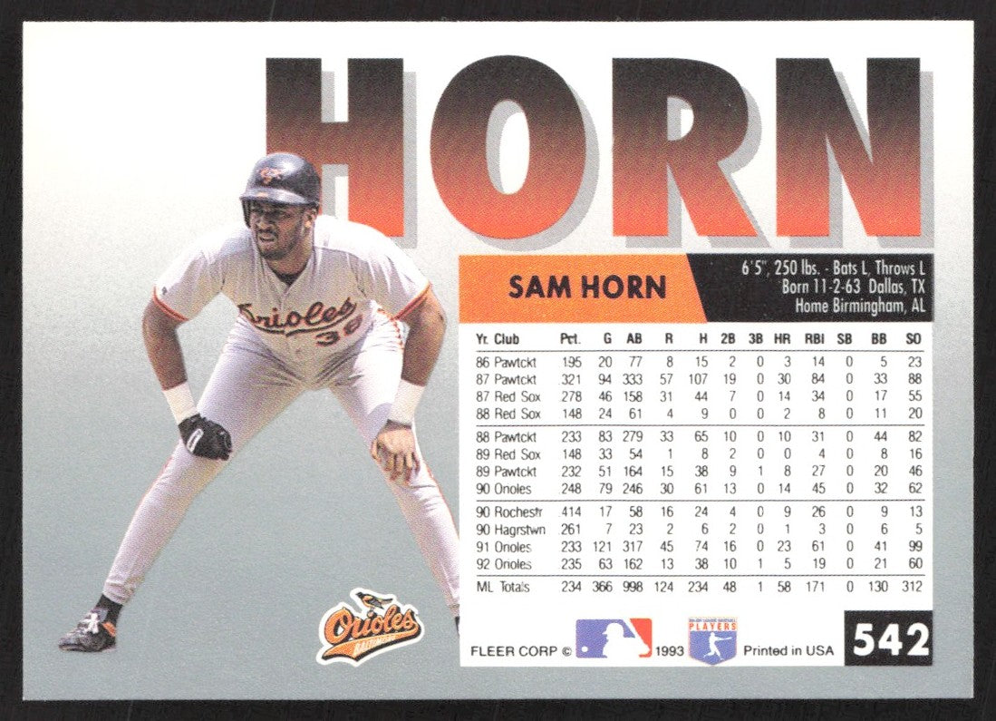 1993 Fleer 542 Sam Horn