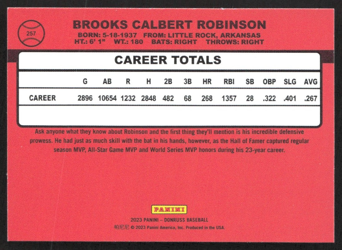 2023 Donruss Holo Pink 257 Brooks Robinson