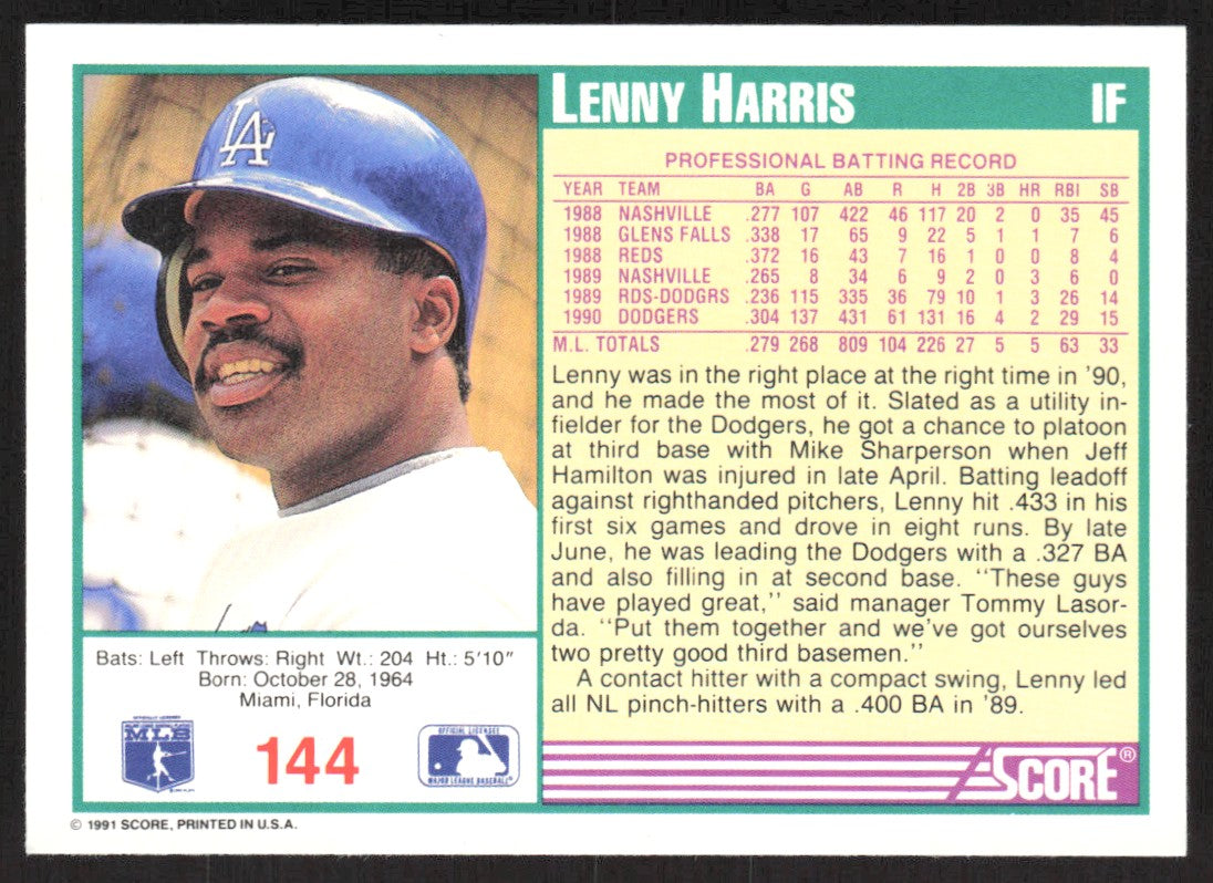 1991 Score 144 Lenny Harris