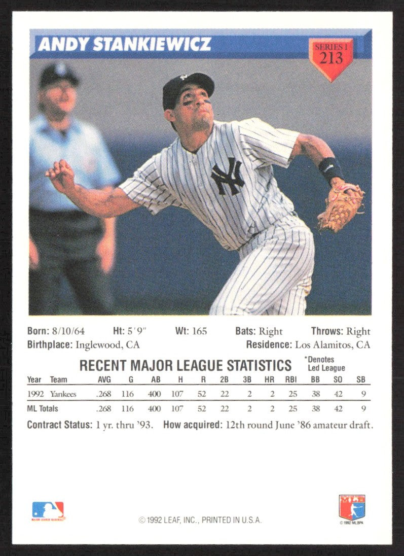 1993 Donruss 213 Andy Stankiewicz