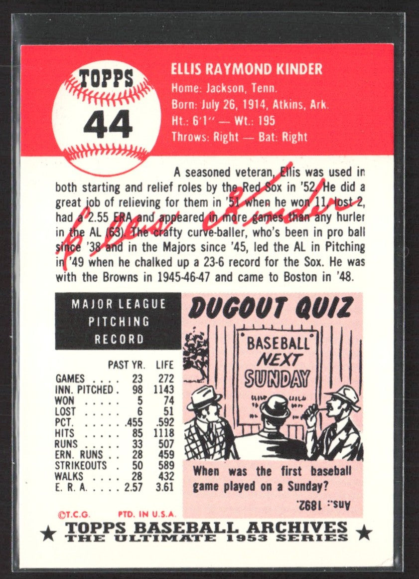 1991 Topps Archives 1953 Ellis Kinder #44