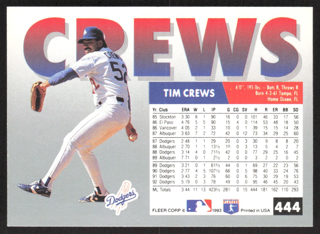 1993 Fleer 444 Tim Crews