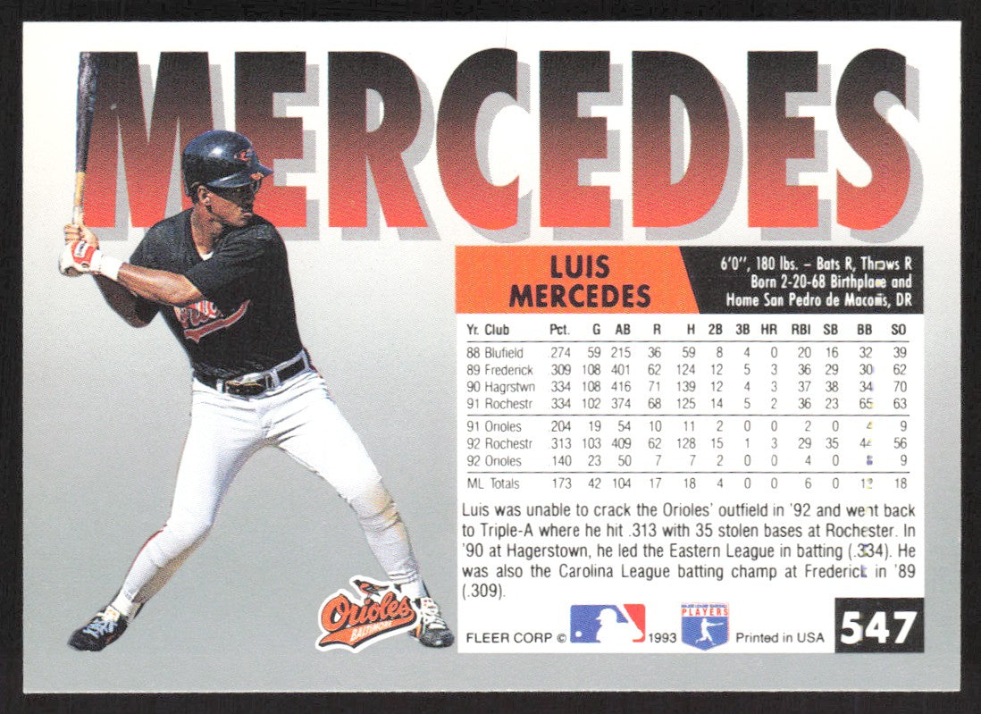 1993 Fleer 547 Luis Mercedes
