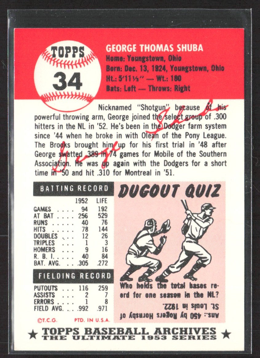 1991 Topps Archives 1953 George Shuba #34