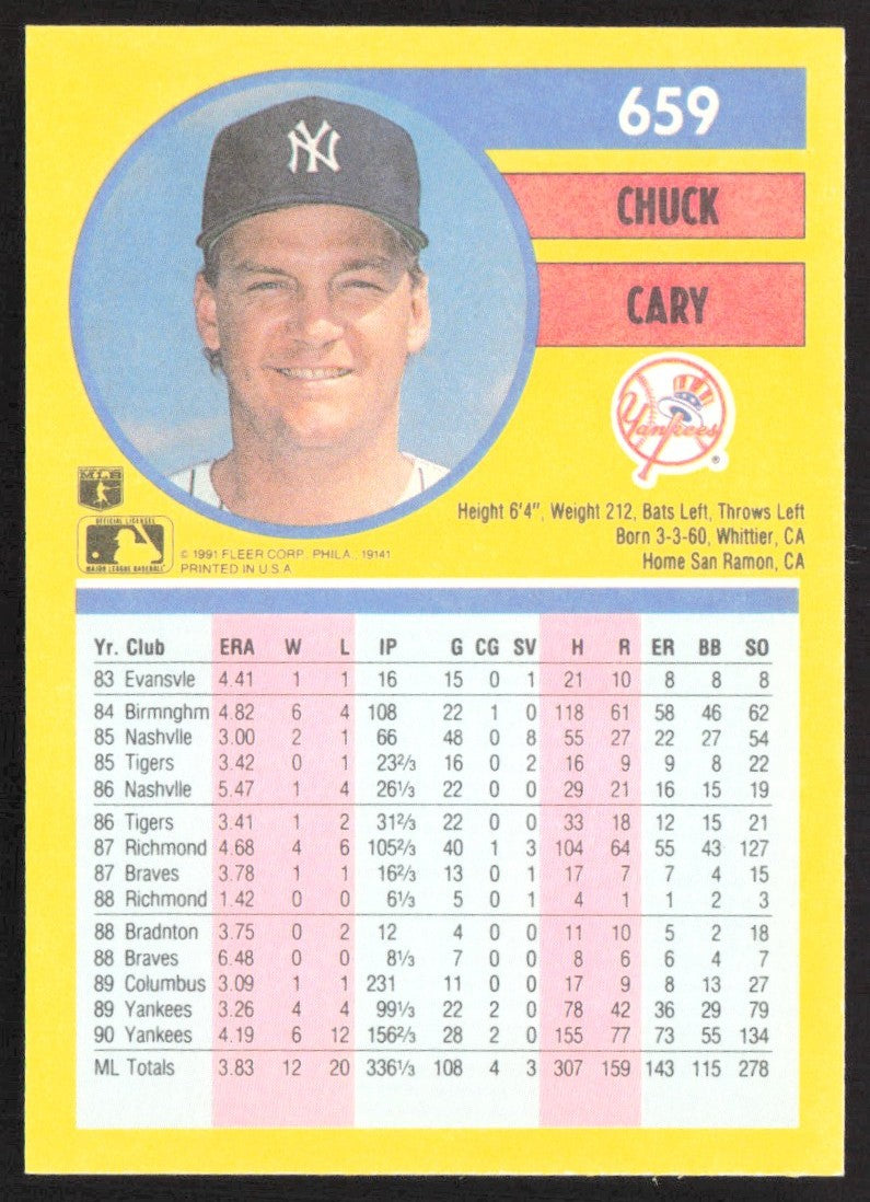 1991 Fleer 659A Chuck Cary