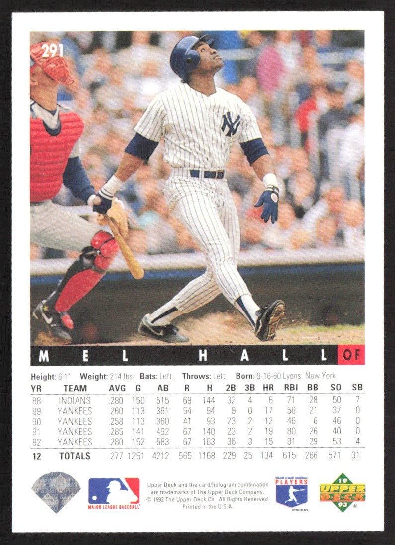 1992 Upper Deck 291 Mel Hall