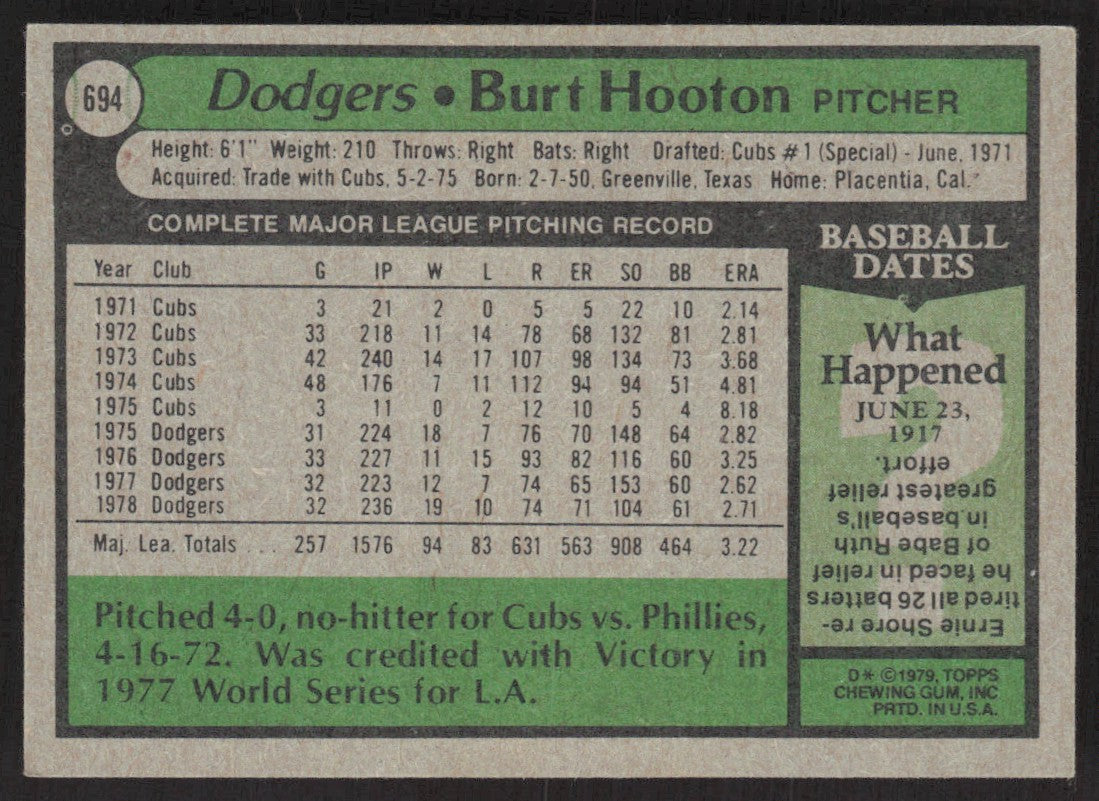 1979 O-Pee-Chee 370 Burt Hooton