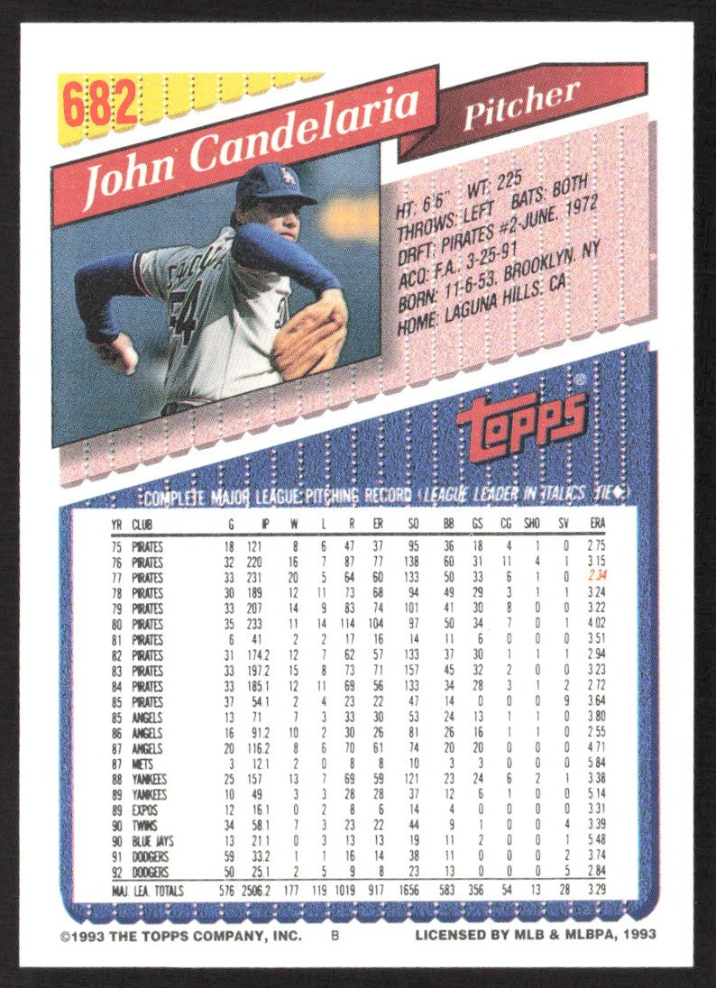 1993 Topps 682 John Candelaria