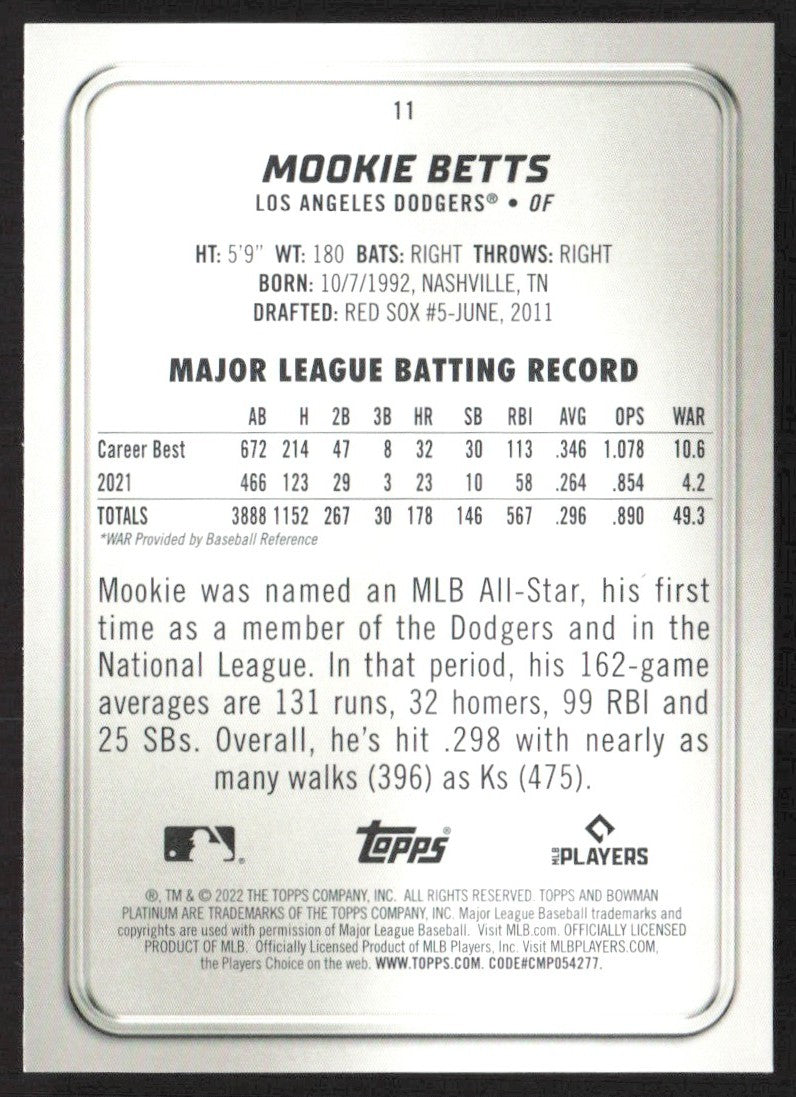 2022 Bowman Platinum 11 Mookie Betts