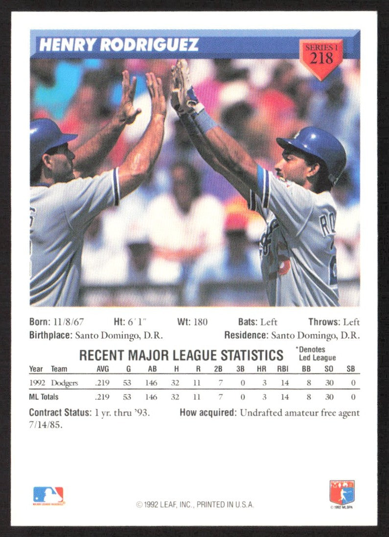 1993 Donruss 218 Henry Rodriguez