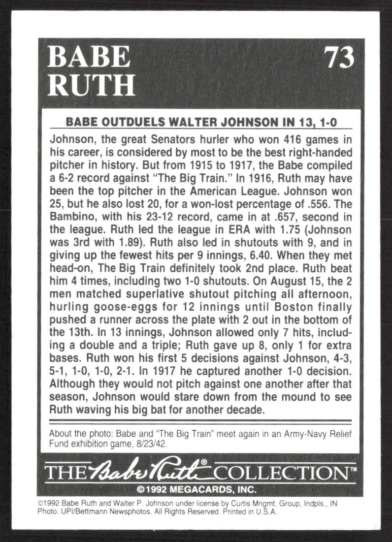 1992 Megacards Babe Ruth 73 Babe Ruth