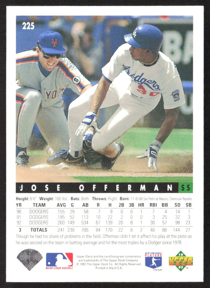 1993 Upper Deck Gold Hologram 225 Jose Offerman