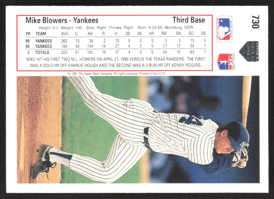 1991 Upper Deck 730 Mike Blowers