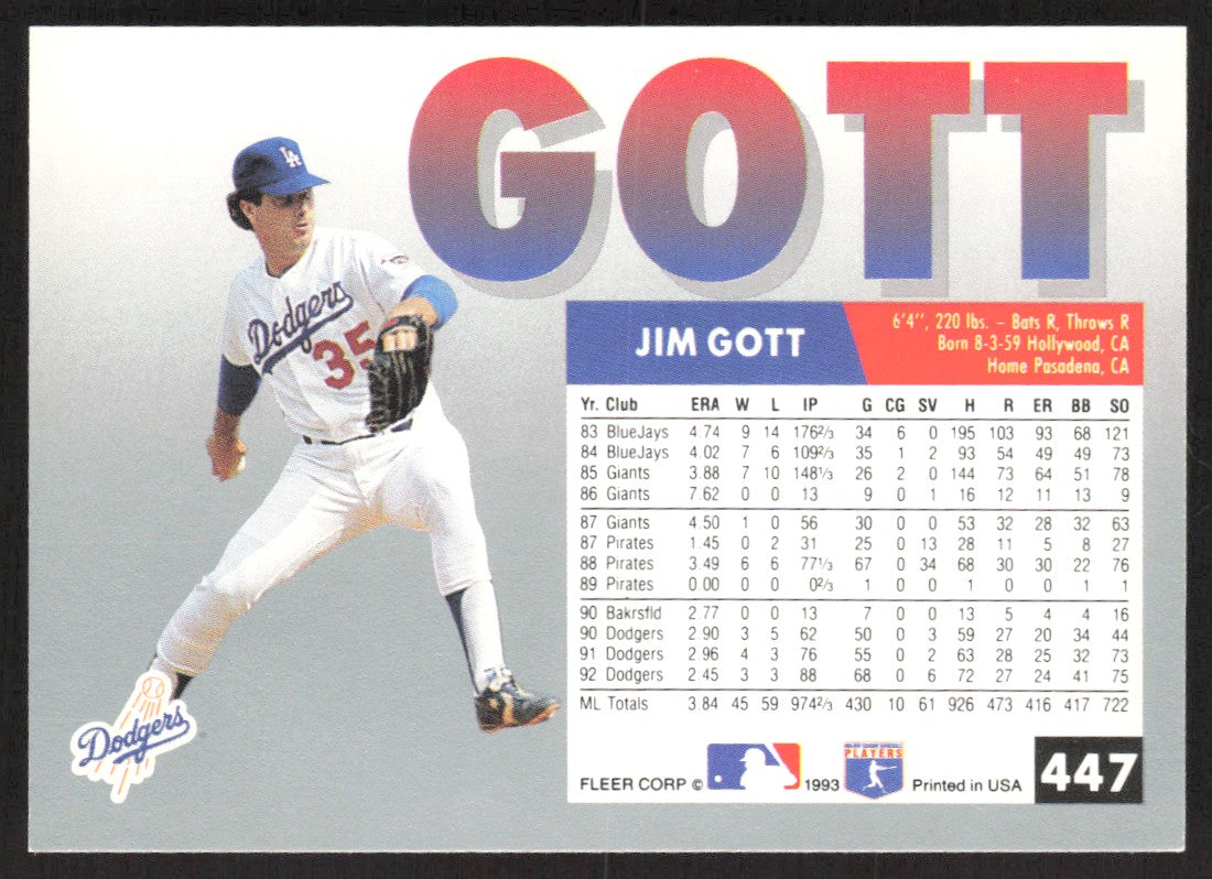 1993 Fleer 447 Jim Gott