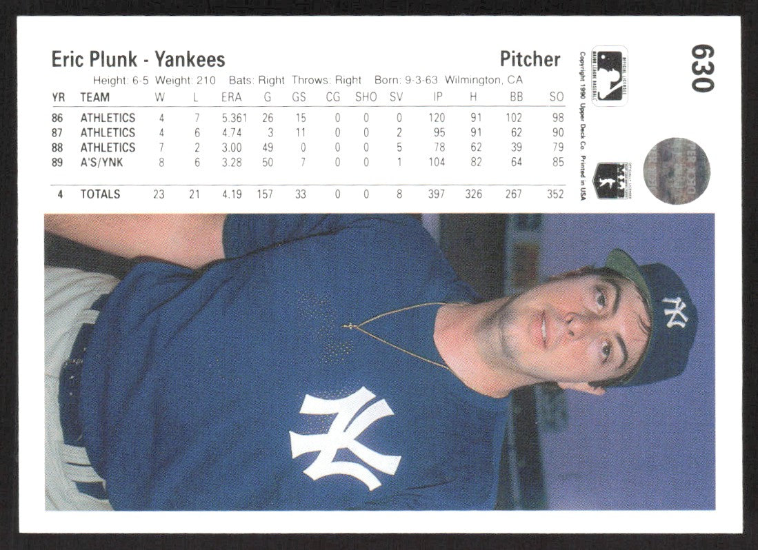 1990 Upper Deck 630 Eric Plunk